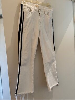 MOTHER White Jeans with Gold Logo Patch